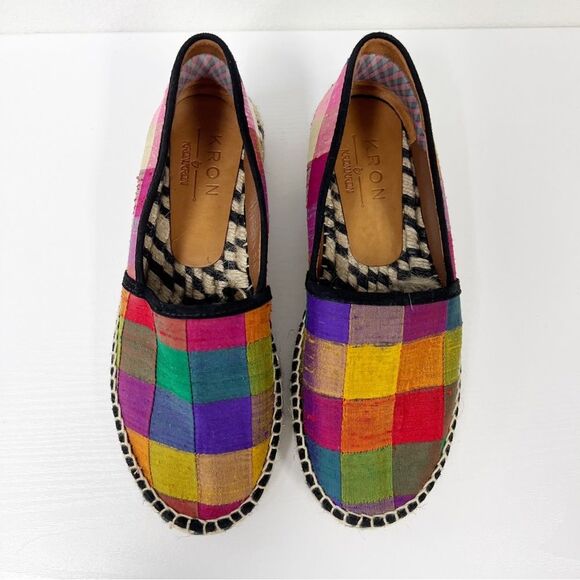 Kron by Kronkron Checkered Multicolored Espadrilles 38 7.5 Anthropologie - Picture 5 of 6